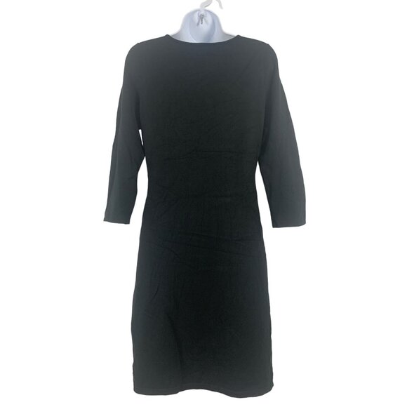 Connected Apparel 3/4 Sleeves Black & White Patterned Knit Dress Size Medium - Picture 3 of 11